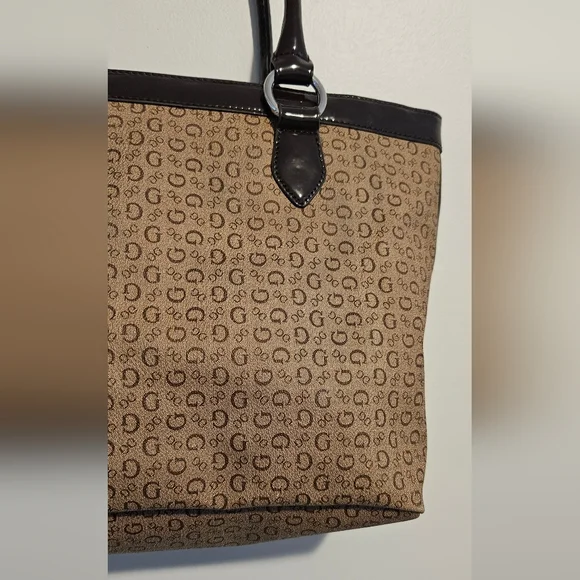 Guess Brown Signature Shoulder Tote Bag - Picture 7 of 15